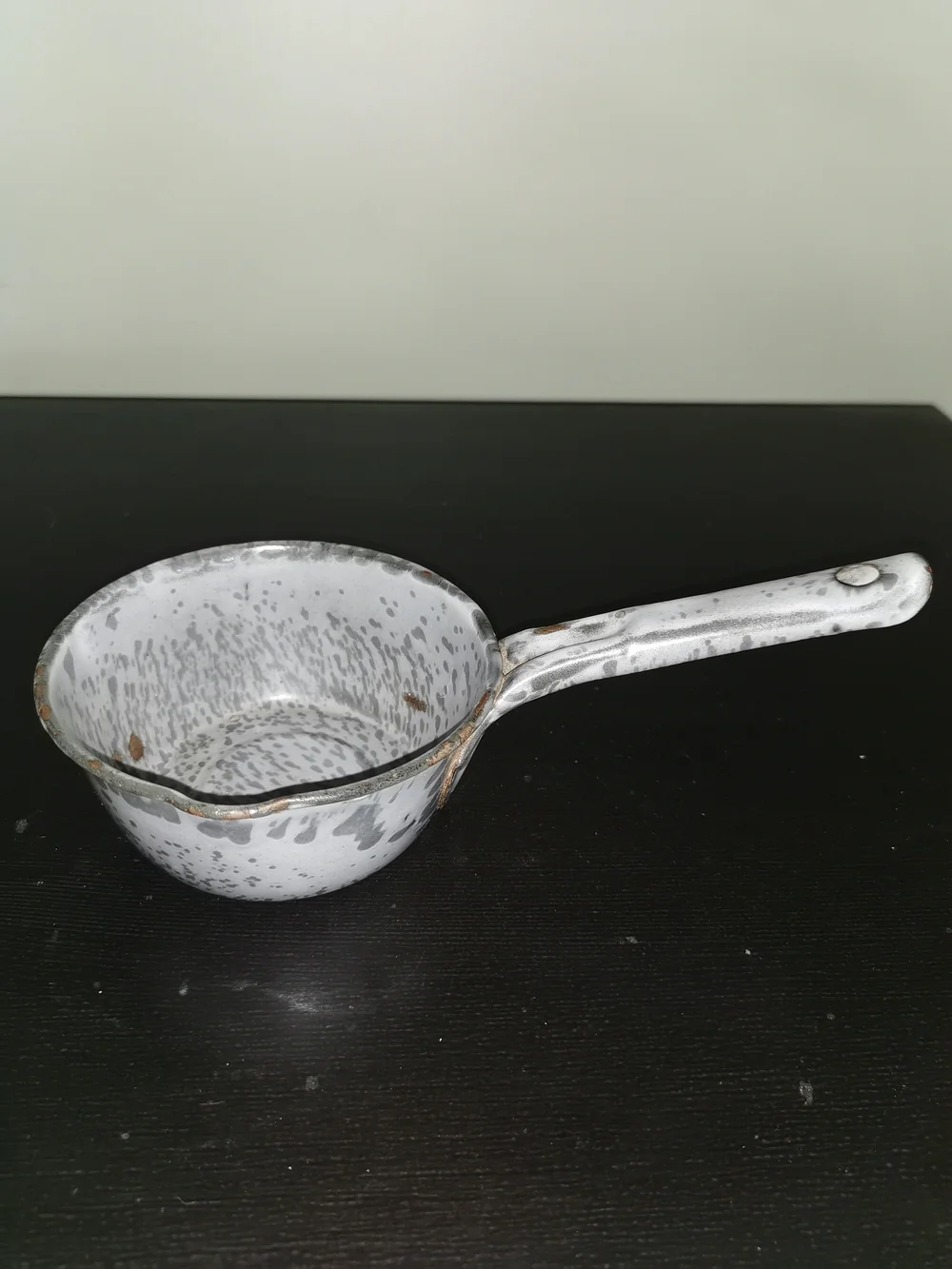 Antique Enamel Graniteware Blue Mottled Pan 8.5